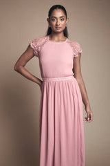 Delicate Lace Bodice Maxi Bridesmaid Dress