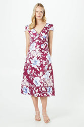 Floral Lace Trim Ottoman Midi Dress