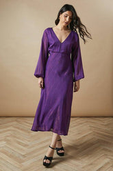 Occasion Glitter Stripe Cowl Midaxi Dress