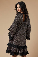 Petite Occasion Sequin Ruffle Swing Dress