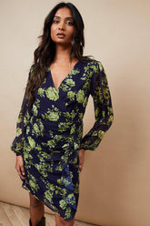 Occasion Floral Ruffle Wrap Mini Dress