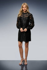 Embroidered Mesh Sweetheart Neck Mini Dress
