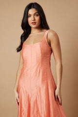 Plain Godet Seam Detail Maxi Dress