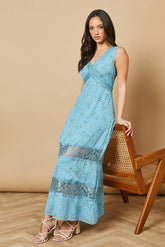 Floral Chiffon Lace Midi Dress