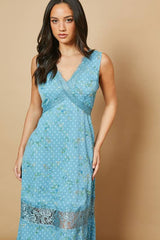 Floral Chiffon Lace Midi Dress