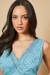 Floral Chiffon Lace Midi Dress