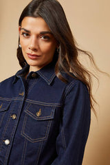 Long Sleeve Fitted Denim Mini Dress