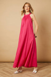 Halterneck Maxi Smock Dress