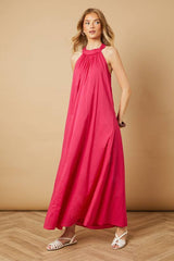 Halterneck Maxi Smock Dress