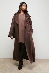 Cuff Detail Belted Coat