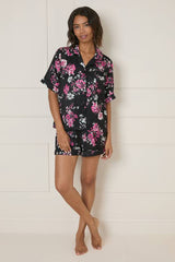 Short Sleeve Satin Printed Nightwear set