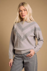 Lace Trim Crew Neck Jumper