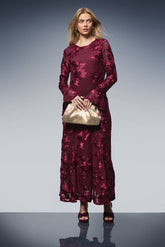 Textured Floral Detail Midi Dress