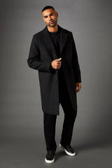 Charcoal Signature 3 Button Epsom Wool Blend Coat