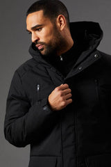 Black Quilted Long Coat