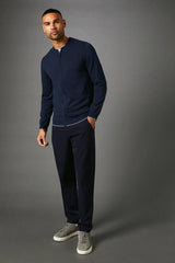 Navy Knitted Zip Through Bomber