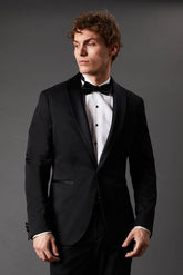 Black Slim Fit Shawl Collar Tuxedo Jacket