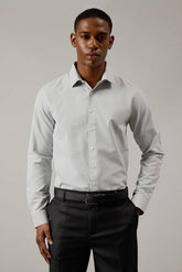 Light Grey Textured Tailored Fit Shirt