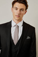 Black Pinstripe Tailored Fit Suit Jacket