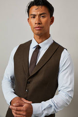 Khaki Tweed Look Waistcoat