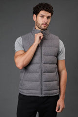 Light Grey Wool Look Quilted Gilet