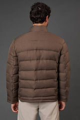 Taupe Wool Look Quilted Jacket