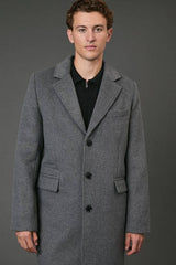 Mid Grey Signature 3 Button Epsom Wool Blend Coat