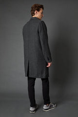 Charcoal Herringbone Epsom Coat