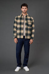 Dark Green Check Wool Look Short Jacket