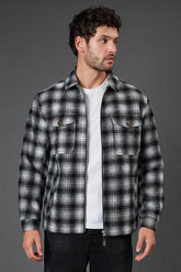 Black Check Wool Look Jacket