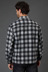 Black Check Wool Look Jacket