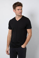 Black Plain V Neck T-shirt