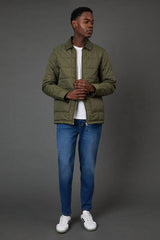 Khaki Quilted Zip Through Jacket