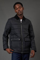 Black Quilted Zip Through Jacket