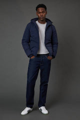Navy Quilted Padded Hooded Jacket