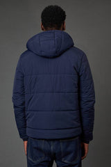 Navy Quilted Padded Hooded Jacket