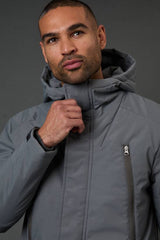 Grey Quilted Long Coat