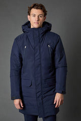 Navy Quilted Long Coat