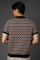 Black Short Sleeve Pattern Polo