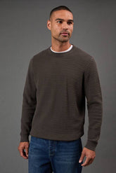 Khaki Waffle Crew Neck Knitted Jumper