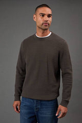 Khaki Waffle Crew Neck Knitted Jumper