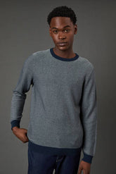 Navy Semi Plain Crew Neck Jumper