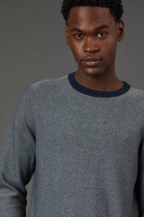 Navy Semi Plain Crew Neck Jumper