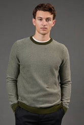 Khaki Textured Crew Neck Jumper