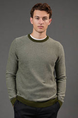 Khaki Textured Crew Neck Jumper