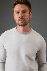 Light Grey Textured Crew Neck Jumper