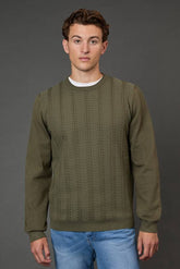 Khaki Cable Crew Neck Jumper