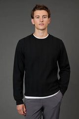 Black Cable Crew Neck Jumper