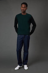 Dark Green Jacquard Crew Neck Jumper