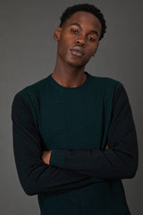 Dark Green Jacquard Crew Neck Jumper